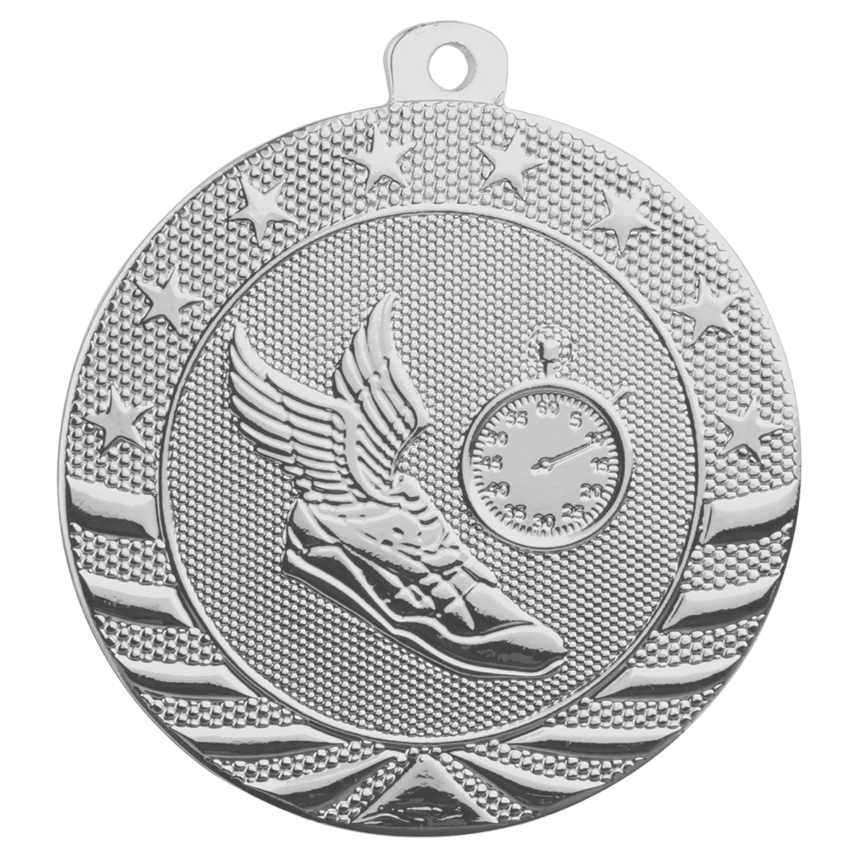 Bright Silver 2" Track Starbrite Medal