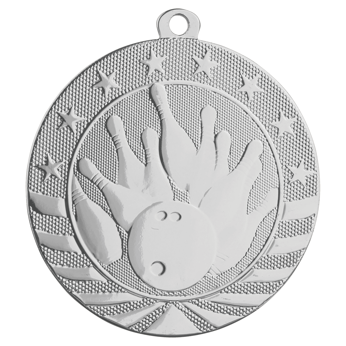 Bright Silver 2 3/4" Bowling Starbrite Medal
