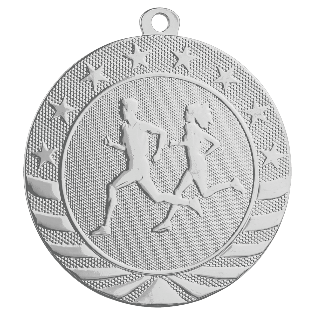 Bright Silver 2 3/4" Cross Country Starbrite Medal