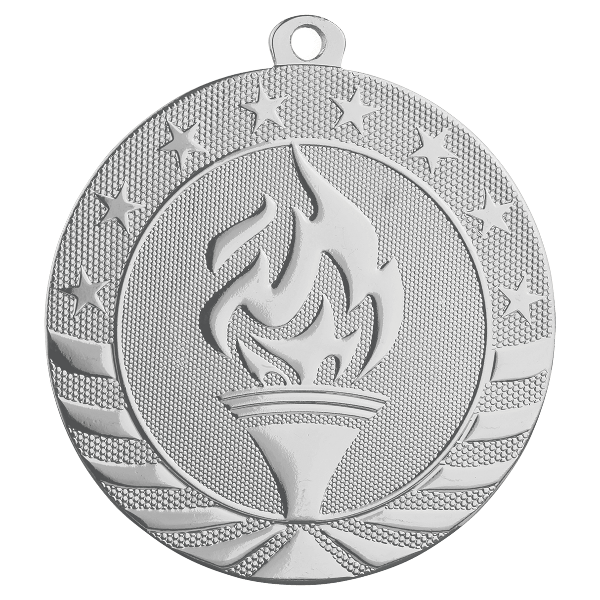 Bright Silver 2 3/4" Torch Starbrite Medal