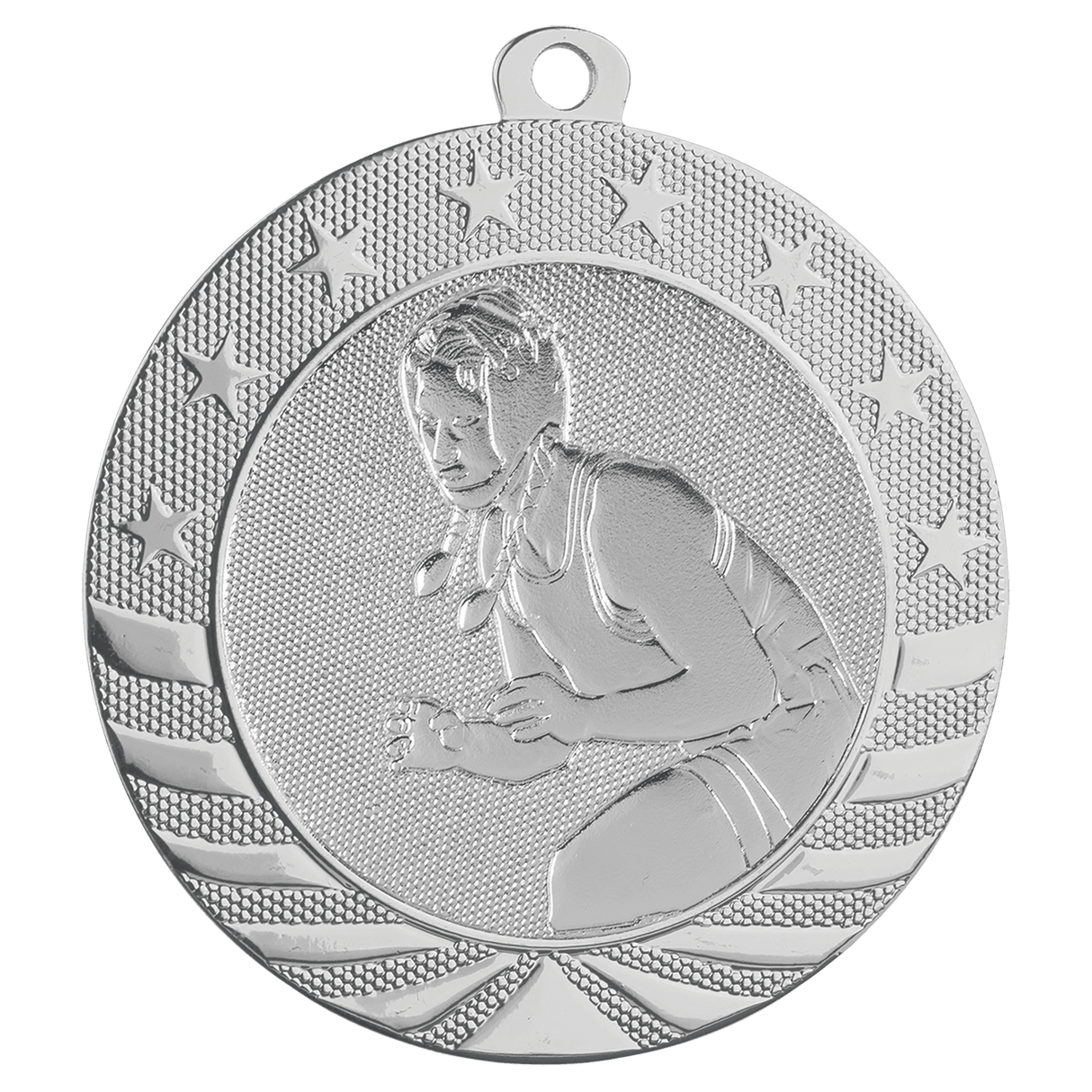Bright Silver 2 3/4" Female Wrestling Starbrite Medal