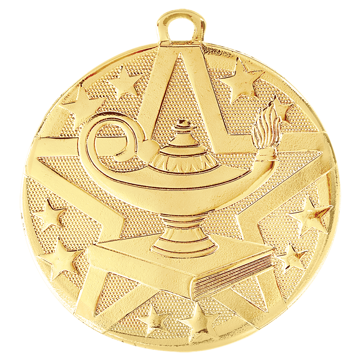 Gold 2" Superstar Lamp of Knowledge Medal