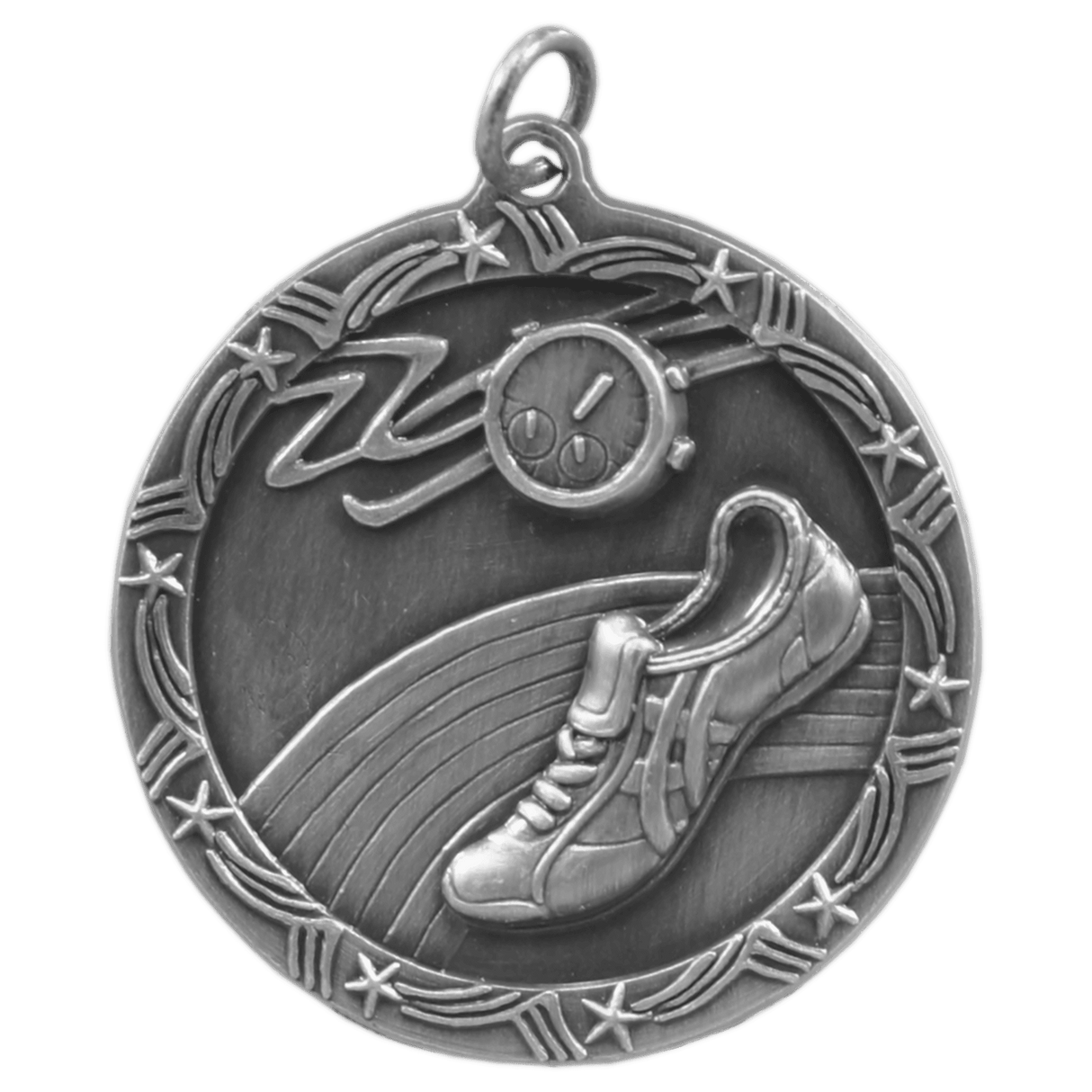 Antique Silver 1 3/4" Track Shooting Star Medal