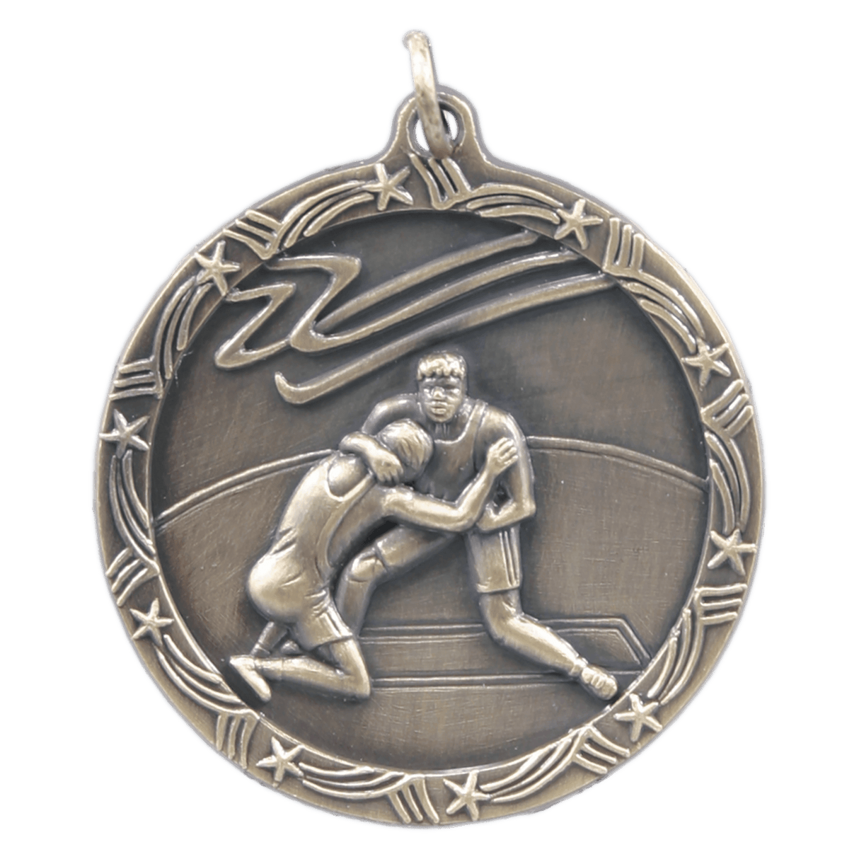Antique Gold 1 3/4" Wrestling Shooting Star Medal