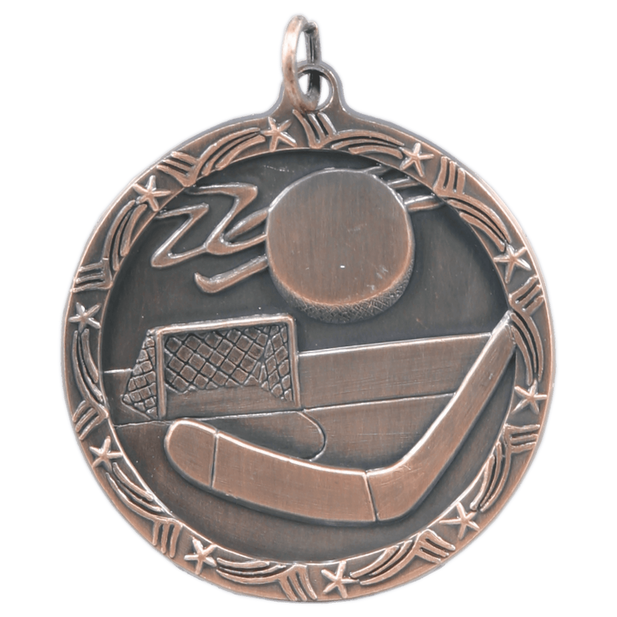 Antique Bronze 1 3/4" Hockey Shooting Star Medal
