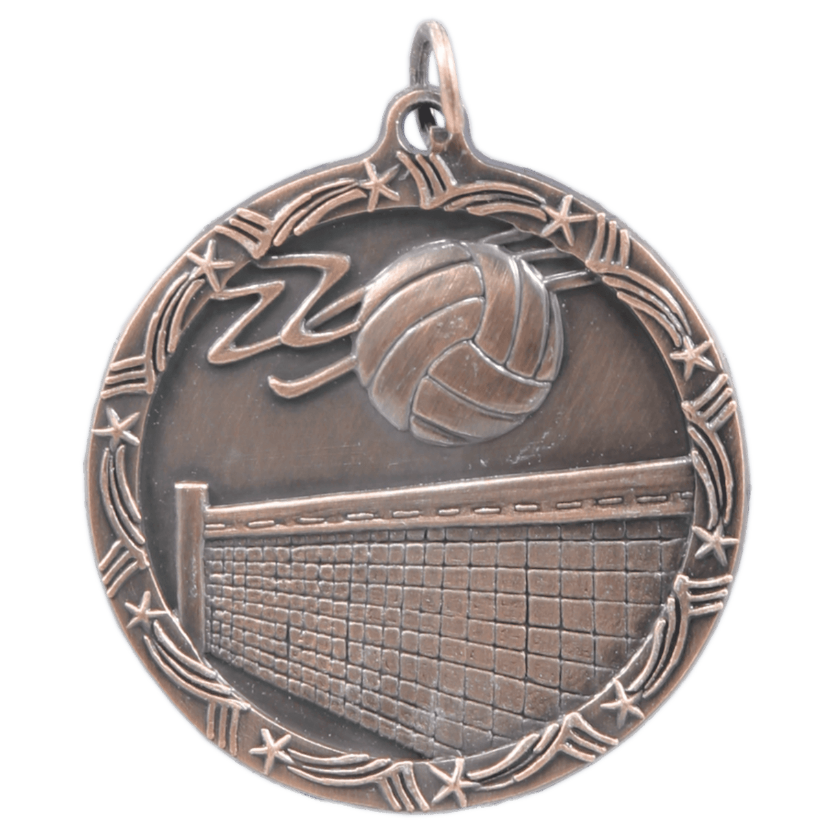 Antique Bronze 1 3/4" Volleyball Shooting Star Medal