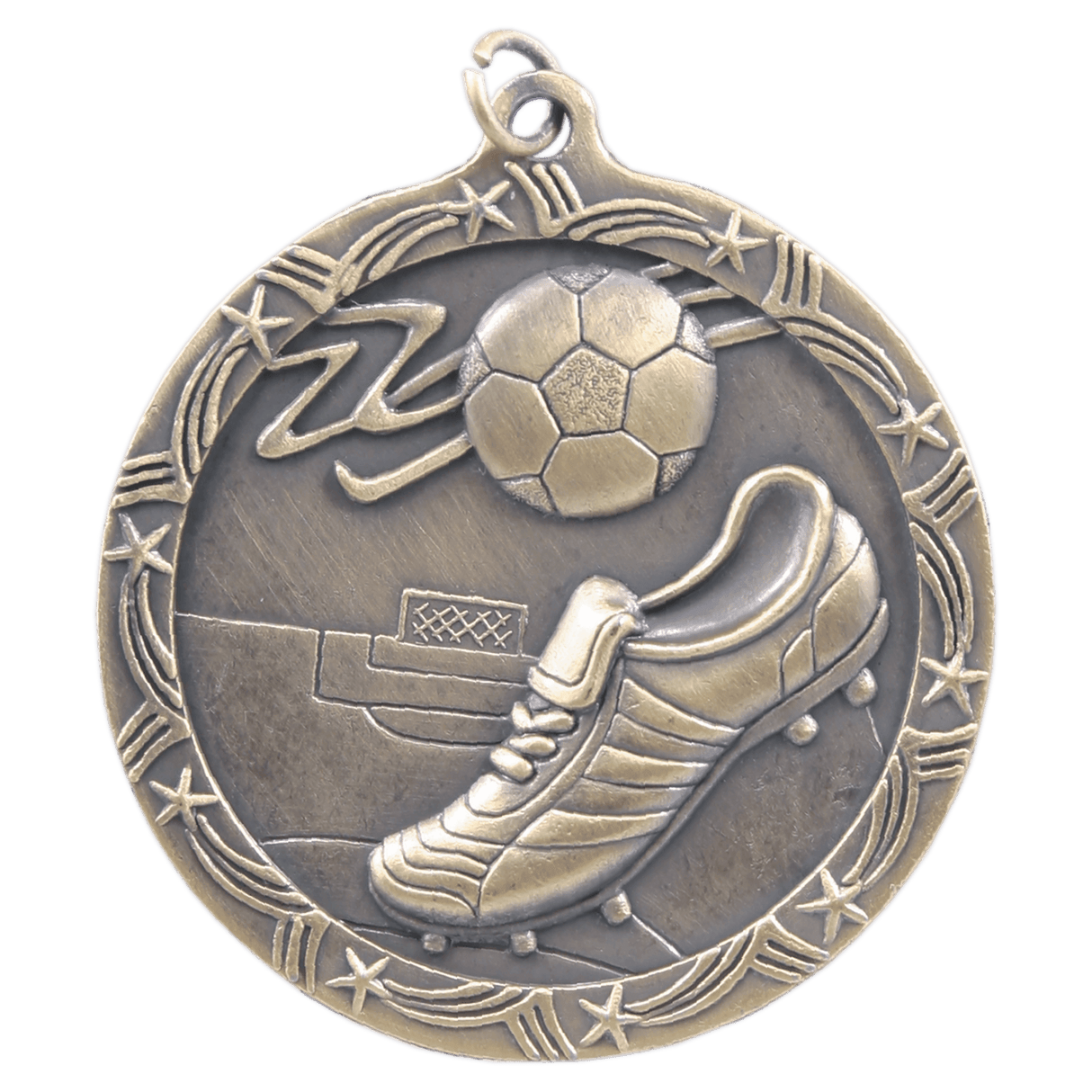 Antique Gold 2 1/2" Soccer Shooting Star Medal