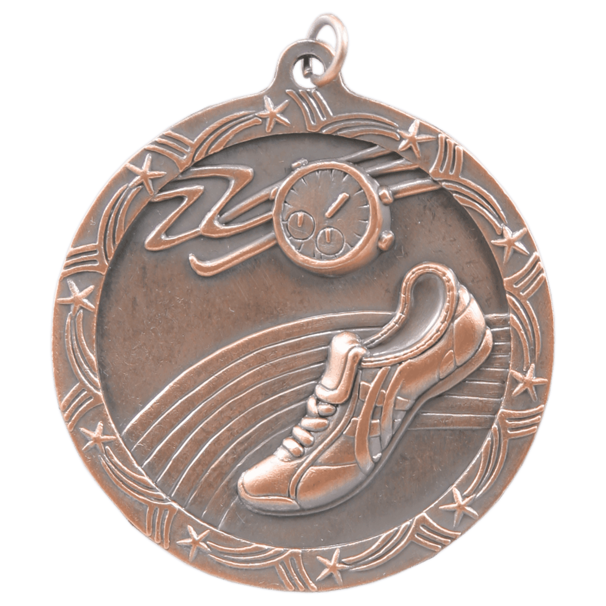 Antique Bronze 2 1/2" Track Shooting Star Medal