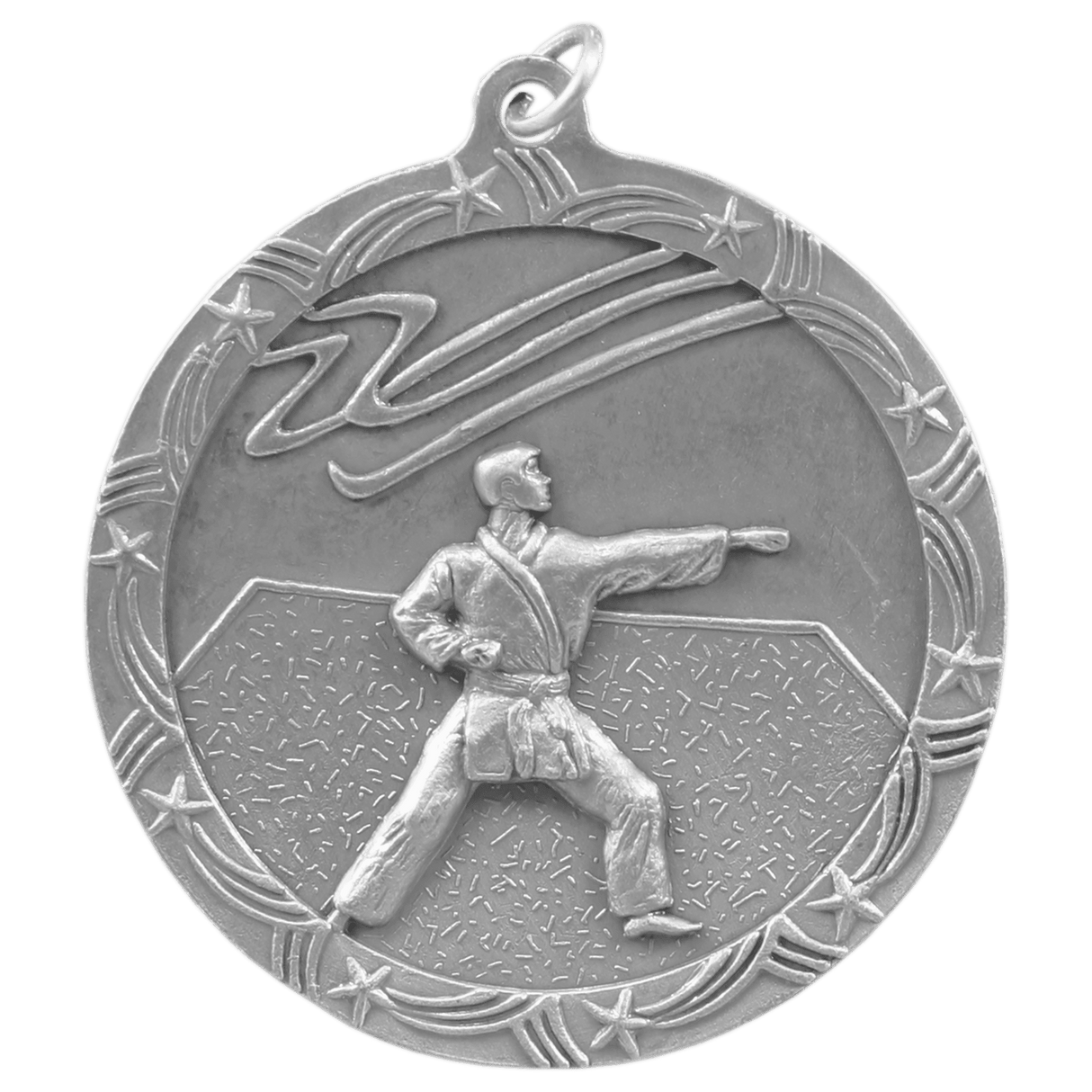 Antique Silver 2 1/2" Martial Arts Shooting Star Medal