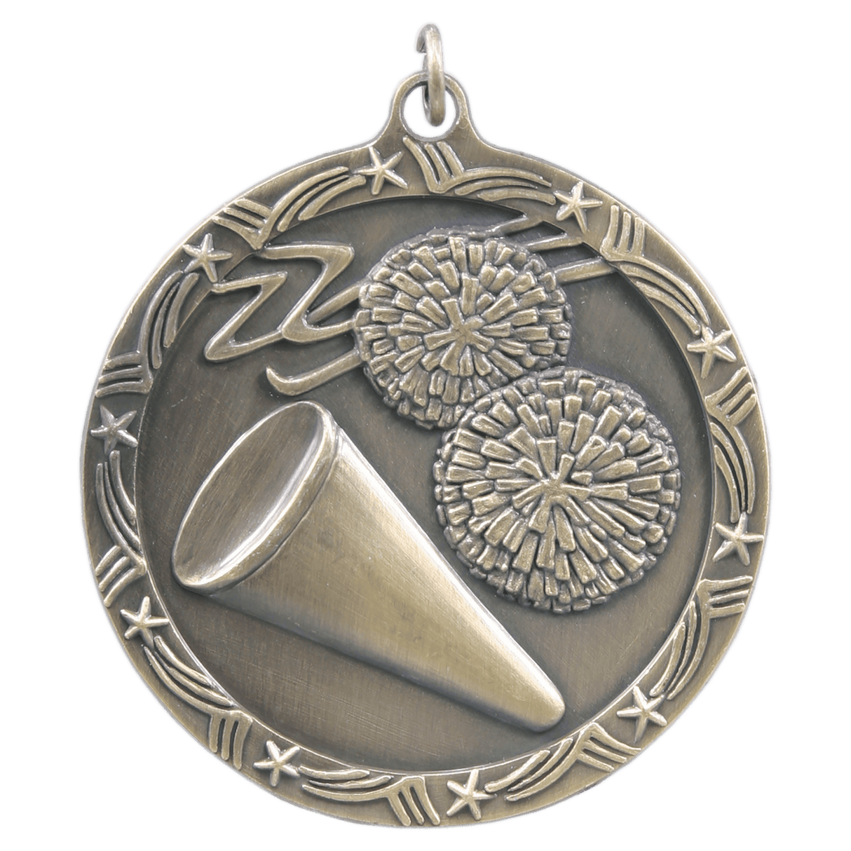 Antique Gold 2 1/2" Cheer Shooting Star Medal