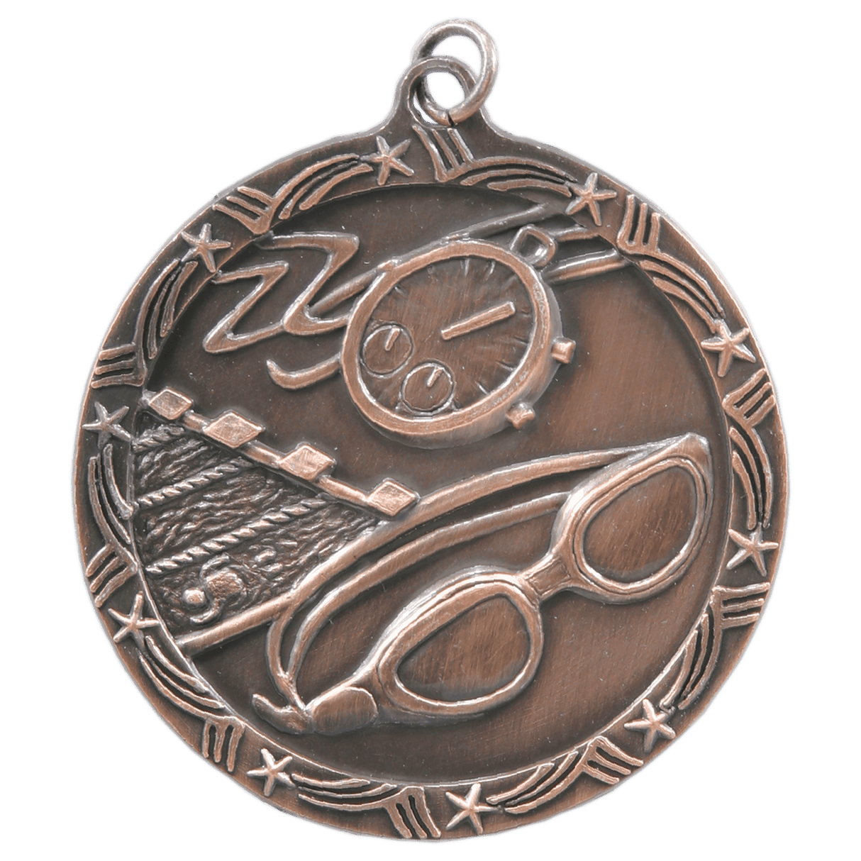 Antique Bronze 2 1/2" Swimming Shooting Star Medal