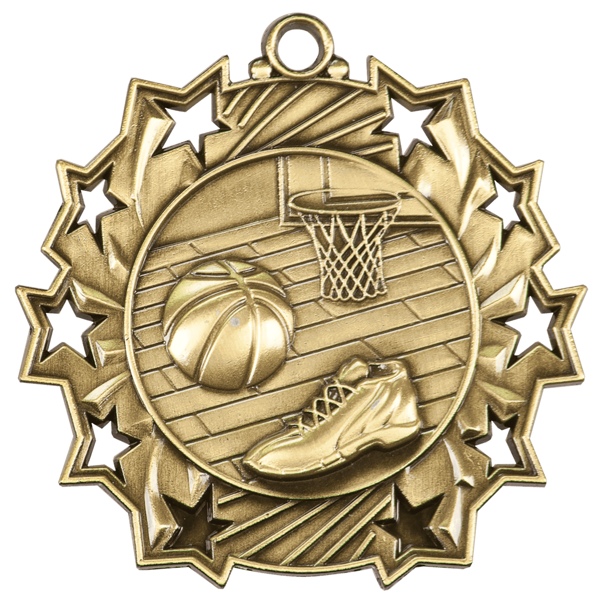 2 1/4" Basketball Ten Star Medal