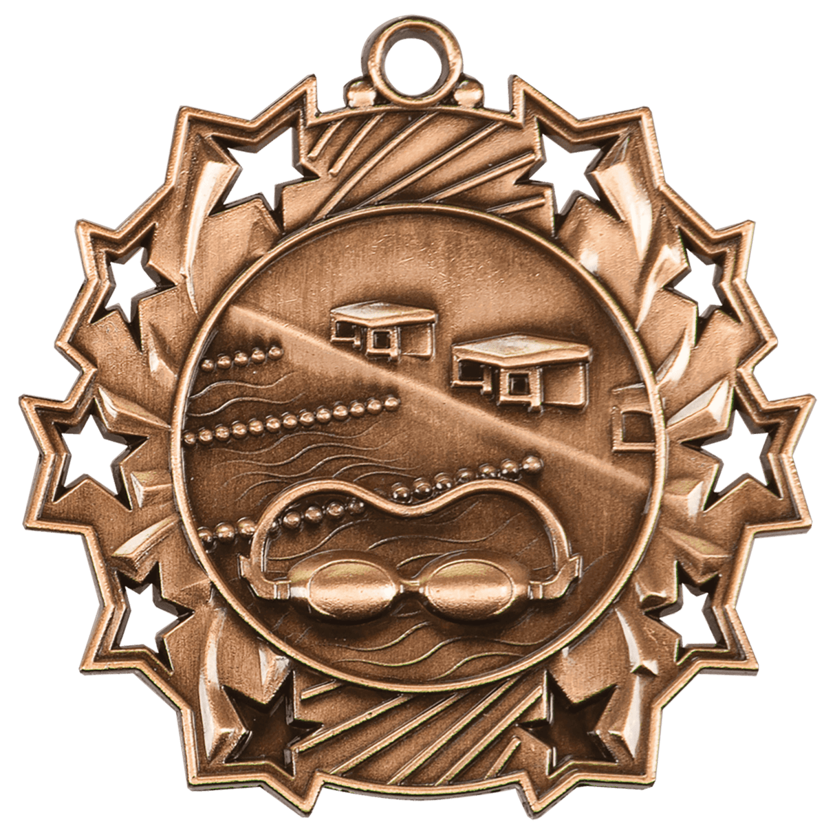 2 1/4" Swimming Ten Star Medal
