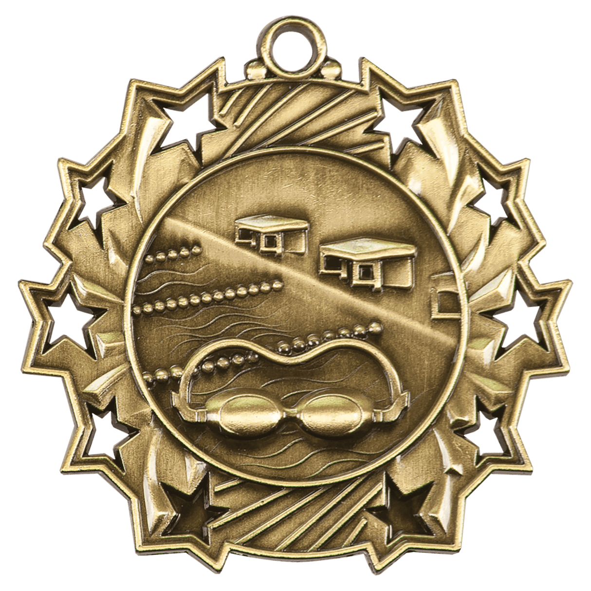 2 1/4" Swimming Ten Star Medal
