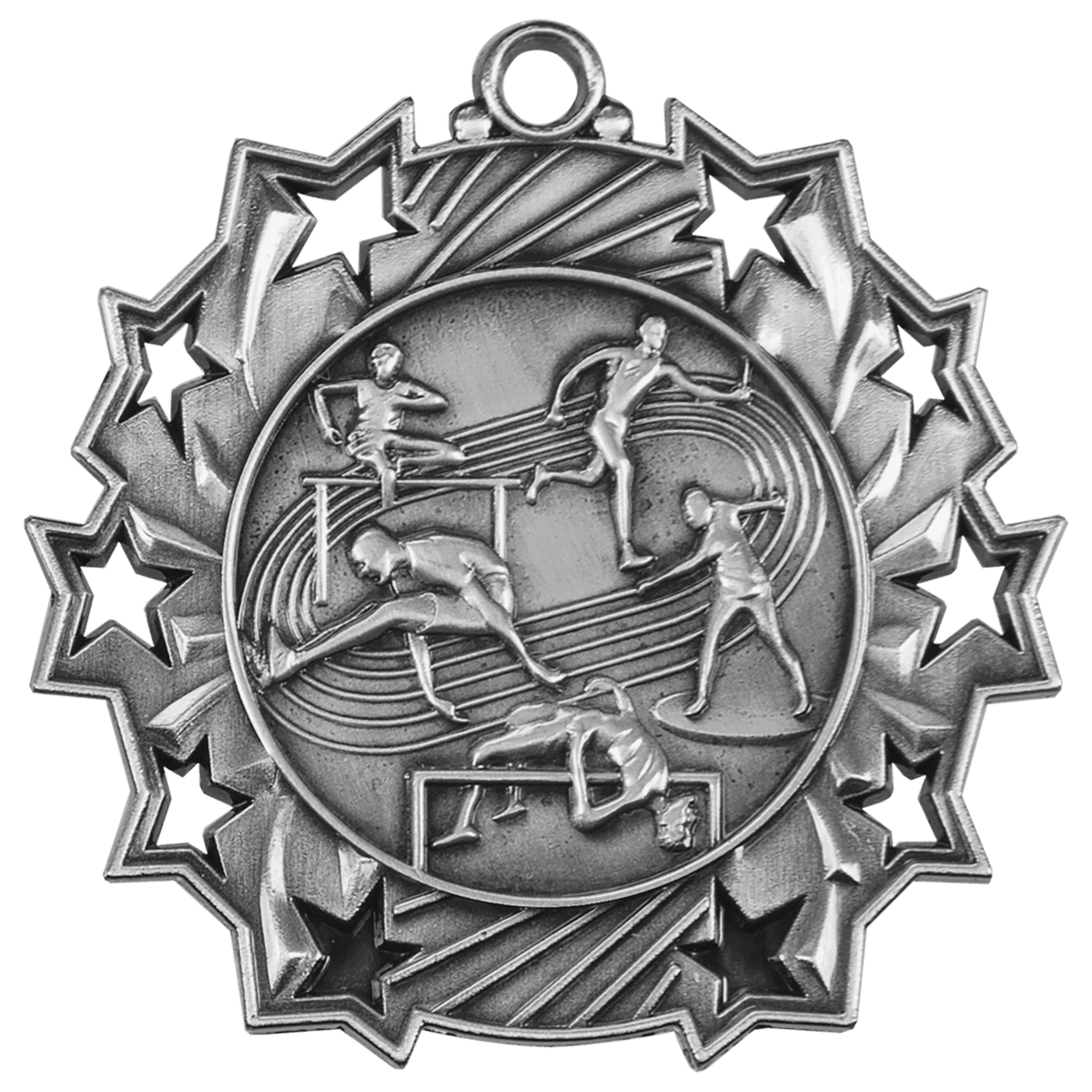 Antique Silver 2 1/4" Track & Field Ten Star Medal