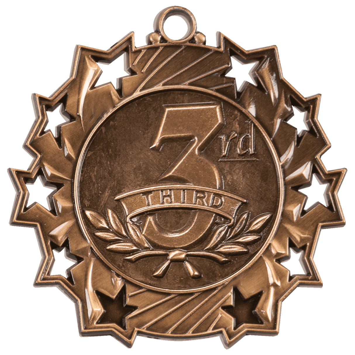 2 1/4" Antique Bronze 3rd Place Ten Star Medal