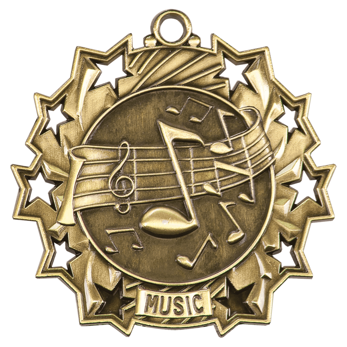 2 1/4" Music Ten Star Medal