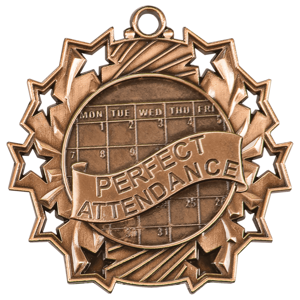 2 1/4" Perfect Attendance Ten Star Medal