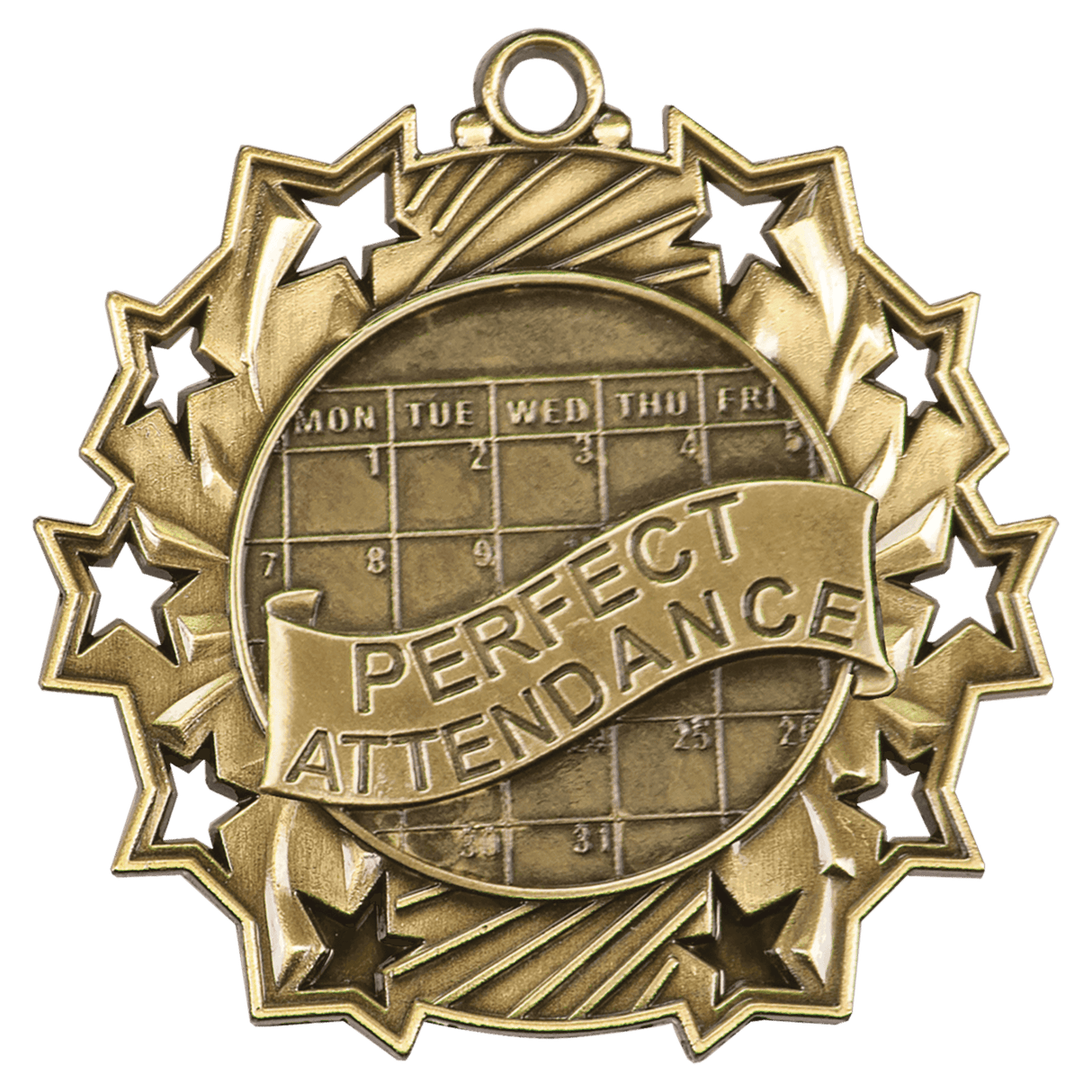 2 1/4" Perfect Attendance Ten Star Medal