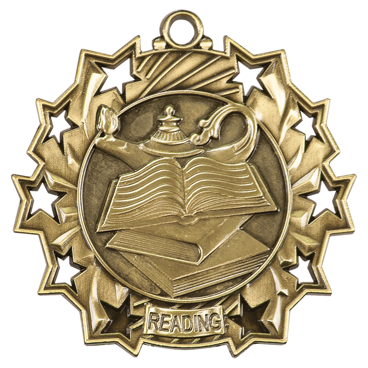 Antique Gold 2 1/4" Reading Ten Star Medal