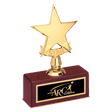 5" x 7 1/2" Polished Metal Goldtone Star Casting on Rosewood Piano Finish Base with Laserable Black Brass Plate