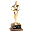 10 3/4" Cast Metal Goldtone Finish Classic Achiever Figure on a Solid Walnut Base and Black Laser Engravable Plate