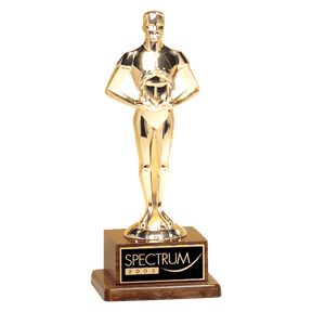10 3/4" Cast Metal Goldtone Finish Classic Achiever Figure on a Solid Walnut Base and Black Laser Engravable Plate