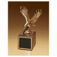 10 3/4" Fully Modeled Antique Bronze Eagle Casting on a Walnut Base with Black Laserable Engraving Plate