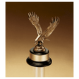 9" Fully Modeled Antique Bronze Eagle Casting on a Black Piano Finish Base with Gold Flex-Brass Plate