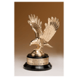 9" Fully Modeled Gold Finish Metal Eagle on a Black Piano Finish Base with a Gold Flex-Brass Plate