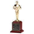 13 1/2" Cast Metal Goldtone Finish Classic Achiever Figure on a Rosewood Piano Finish Base with a Black Laserable Plate