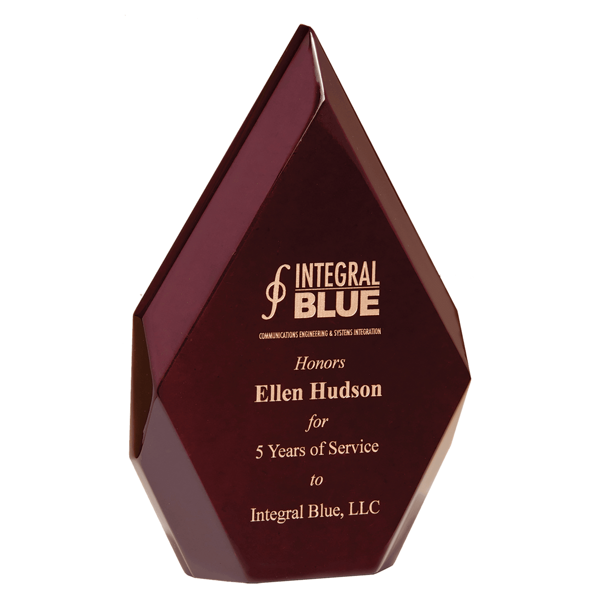 5 1/4" x 8 7/8" Engraved and Color-Filled Rosewood High Gloss Diamond