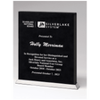 7 1/2" x 10" Black/Silver Laser Leather Desktop Plaque with Chrome Plated Base