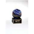 5" Globe with Blue, White and Gold Metallic on Black Glass Base with Black Laser Aluminum Plate