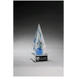 7 1/8" Frosted Glass Accent Arrow Art Glass on Clear Glass Base with Black Laserable Aluminum Plate