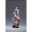 10" Helix Multi-Color Art Glass on Clear Glass Base with Black Laserable Aluminum Plate