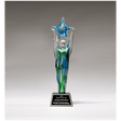 11 1/2" Star Achiever Art Glass on Clear Glass Base with Black Laserable Aluminum Plate