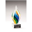 9" Rainbow Twist Art Glass on Clear Glass Base with Black Laserable Aluminum Plate