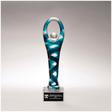 12 1/4" Victory Art Glass on Clear Glass Base with Black Laserable Aluminum Plate