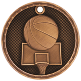 Antique Bronze 2" 3D Basketball Medal