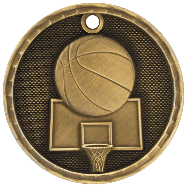 Antique Gold 2" 3D Basketball Medal