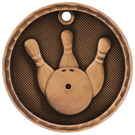 Antique Bronze 2" 3D Bowling Medal