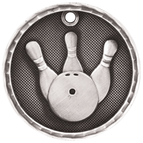 Antique Silver 2" 3D Bowling Medal