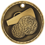 Antique Gold 2" 3D Cheer Medal