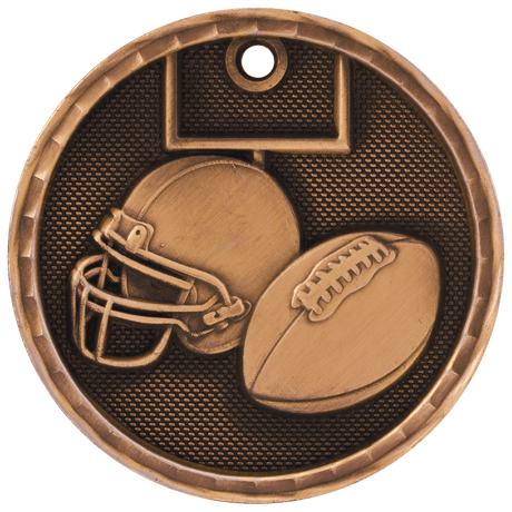 Antique Bronze 2" 3D Football Medal
