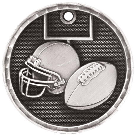 Antique Silver 2" 3D Football Medal