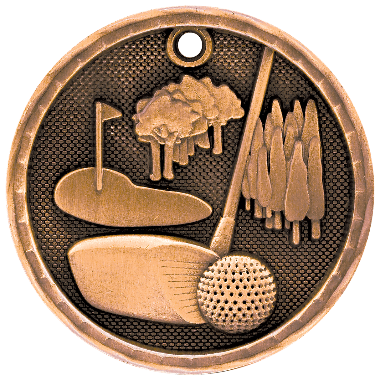 Antique Bronze 2" 3D Golf Medal
