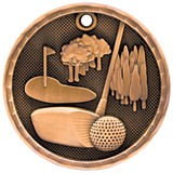 Antique Bronze 2" 3D Golf Medal