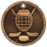 Antique Bronze 2" 3D Hockey Medal