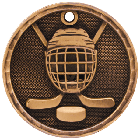 Antique Bronze 2" 3D Hockey Medal